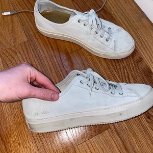 Suede common projects white sneakers